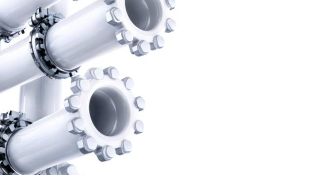 Heavy duty pipes with bolted flanges and connectors
