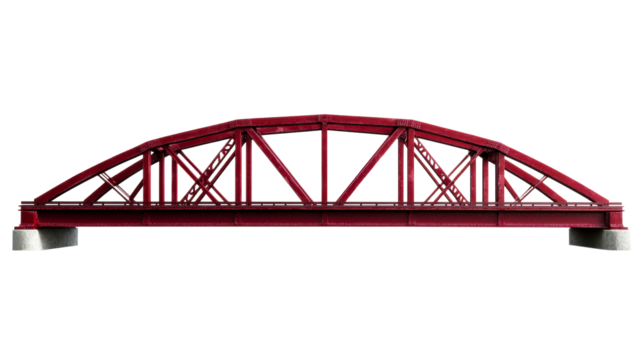 Red Arch Truss Railway Bridge Structure
