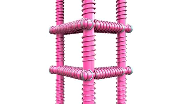 Pink Metal Reinforcement Rods Forming Structure