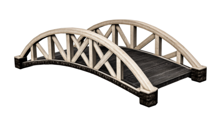 Wooden Garden Bridge with Curved Arches