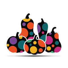 Stylized Polka Dot Pumpkins Vector. Modern Thanksgiving and Fall Festival Graphic.