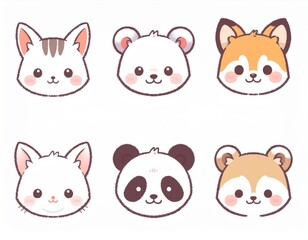 Fototapeta premium Funny animal character set illustration