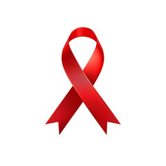 close up of aids awareness red ribbon on white background with clipping path