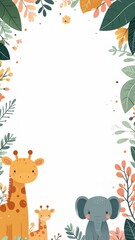 Obraz premium Cute animal giraffe frame illustration