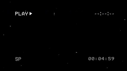 Looping retro VHS tape playback with glitch effects, TV static, distortion, and PLAY icon overlay - Powered by Adobe