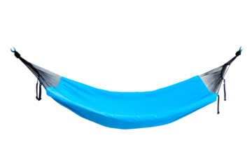 Blue Fabric Hammock Suspended Against Gradient Background