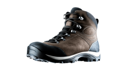 Brown leather hiking boot with rugged sole