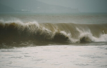 waves breaking on Nha Trang beach before the Kalmaegi storm