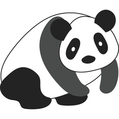 Stylized Panda Bear Illustration with Black and White Fur Markings and Large Rounded Body Against a Transparent Background