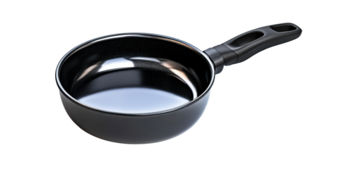 Black Frying Pan With Handle Isolated White