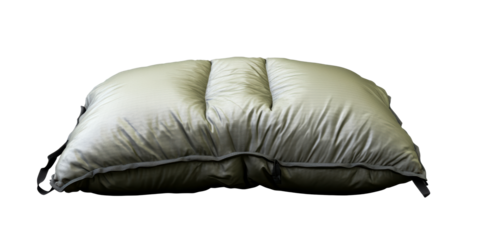 Olive Green Puffy Sleeping Bag on White Background