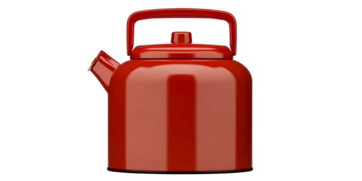 Red Metal Kettle with Handle and Spout
