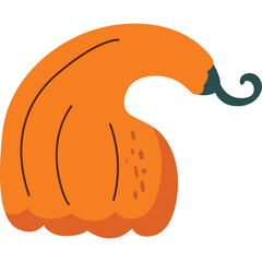 Orange Halloween Pumpkin With Green Stem And Curly Detail On Transparent Background Autumn Harvest Festive Season