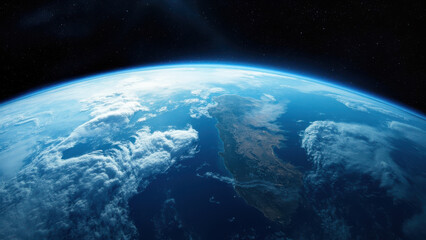 Obraz premium stunning view of planet earth from space with clouds and stars