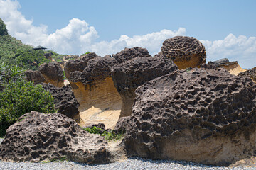 Natural rock formation at Yehliu Geopark, Taiwan.