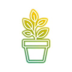 Illustration of a potted plant with green and yellow gradient outline, isolated on a white background.