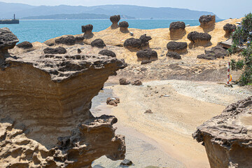 Natural rock formation at Yehliu Geopark, Taiwan.