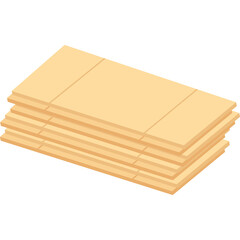 Stack Of Light Brown Rectangular Paper Sheets With Subtle Texture And Lines On Transparent Background Isolated Graphic Element