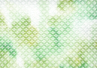 七宝を描いたニュアンス風春の和柄 Grass green/Green tea