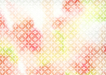 七宝を描いたニュアンス風春の和柄 Coral pink 