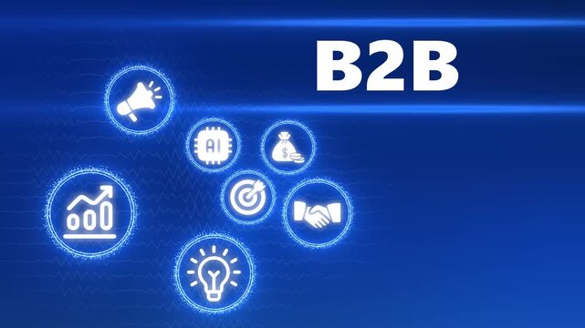 B2 B Business to Business Concept with Business Icons on Blue Digital Background marketing strategy