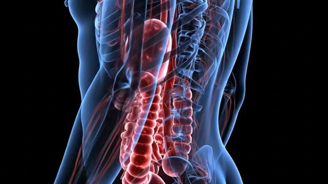 Digestive System Anatomy Illustration Animated Intestine Stomach and Human Biology Medical Animation Healthcare Organ 3D