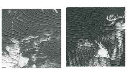 Subtle dark green and black abstract background with faint textured patterns