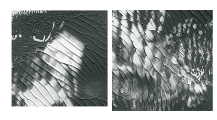 Subtle digital scan lines on a dark, abstract background with green accents