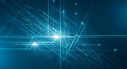 Luminous streams of digital data flowing through a complex network on a futuristic cybernetic backdrop