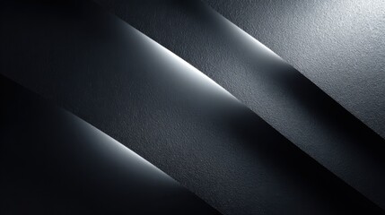 Futuristic metallic black background with silver-blue lighting and soft reflections, layered abstract depth and clean copy space for luxury product or tech design.