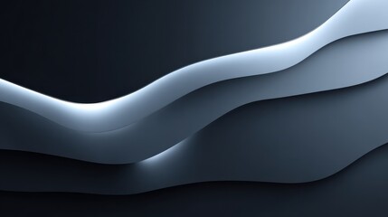 Futuristic metallic black background with silver-blue lighting and soft reflections, layered abstract depth and clean copy space for luxury product or tech design.