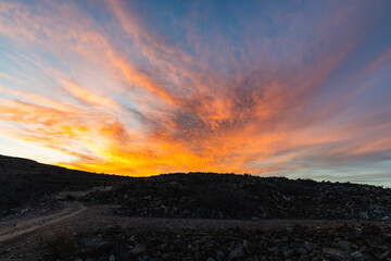 Mount Guaza, sunrise on the volcanic plateau. Tenerife, Los Cristianos Canary Islands