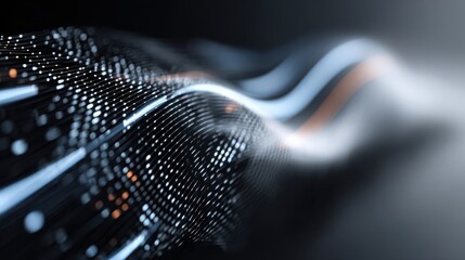 Tech-inspired black friday background with sleek metallic dark surface, abstract geometric shapes, and glowing digital circuit lines in blue and silver tones, futuristic sale banner design