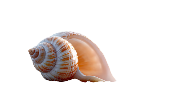 Detail of a spiral seashell resting on sand