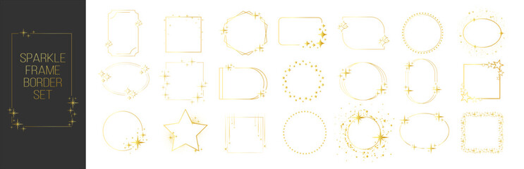 Elegant luxury gold sparkle frame border decorative vector element on transparent background
