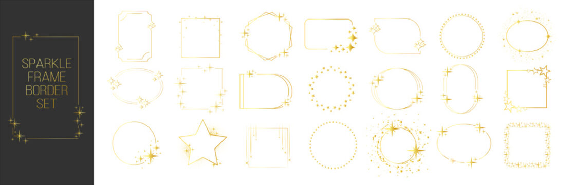 Elegant luxury gold sparkle frame border decorative vector element on transparent background