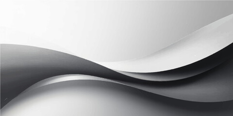 Black and white abstract background texture with a futuristic wave line pattern and grey curve design