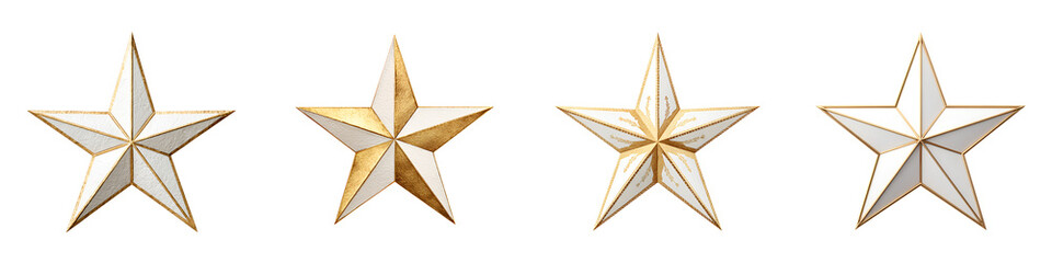 Obraz premium Collection of Gold and Silver Stars on White Background - Achievement and Success