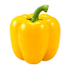 Vibrant Yellow Bell Pepper: A single, radiant yellow bell pepper, boasting a fresh green stem, sits in full view, ready to be a culinary delight and health essential.