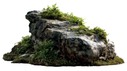 Craggy Rock Formation with Lush Green Vegetation