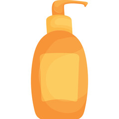 Orange Lotion Bottle With Yellow Pump Dispenser And Blank Label Space Isolated On Transparent Background