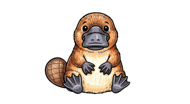 Adorable platypus cartoon illustration for children's books, educational content, and fun designs, bringing joy and wonder to learning materials