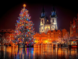 Fototapeta premium magical Prague Christmas market