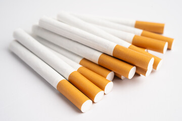Cigarette, roll tobacco in paper with filter tube, No smoking.