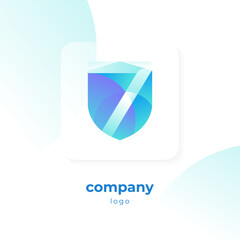 Fototapeta premium Modern Blue Gradient Shield Security Logo Design
