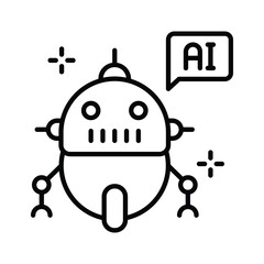 AI robot assistant icon denoting smart automation and virtual support.