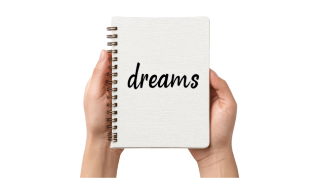 Hands Holding Notepad with 'Dreams' Written on It - Powered by Adobe