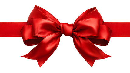 Fototapeta premium Elegant Red Ribbon Bow on White Background