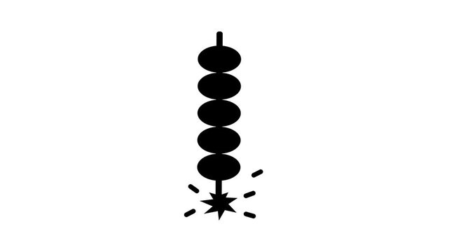 Black and White Firecracker Vector with Stacked Oval Shapes and Simple Explosion Effect in Minimal Flat Style