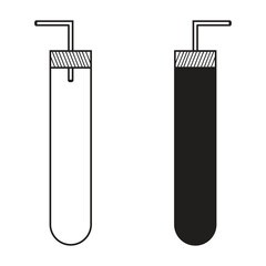 Lab flasks test icon, flask vector icon, chemistry laboratory black outline and filled version,  laboratory chemical glassware equipment. on white background.